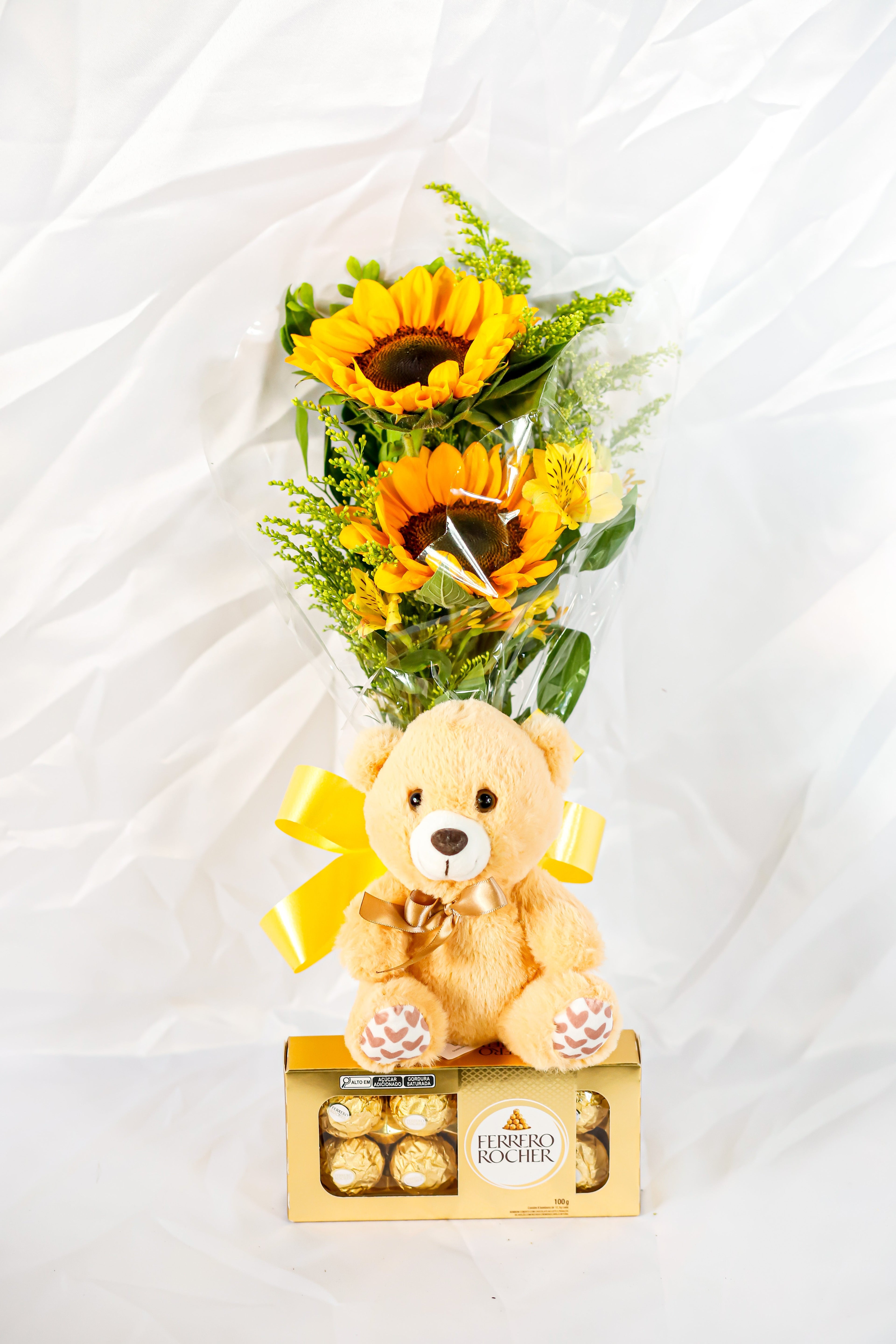 girassol pélucia e chocolate