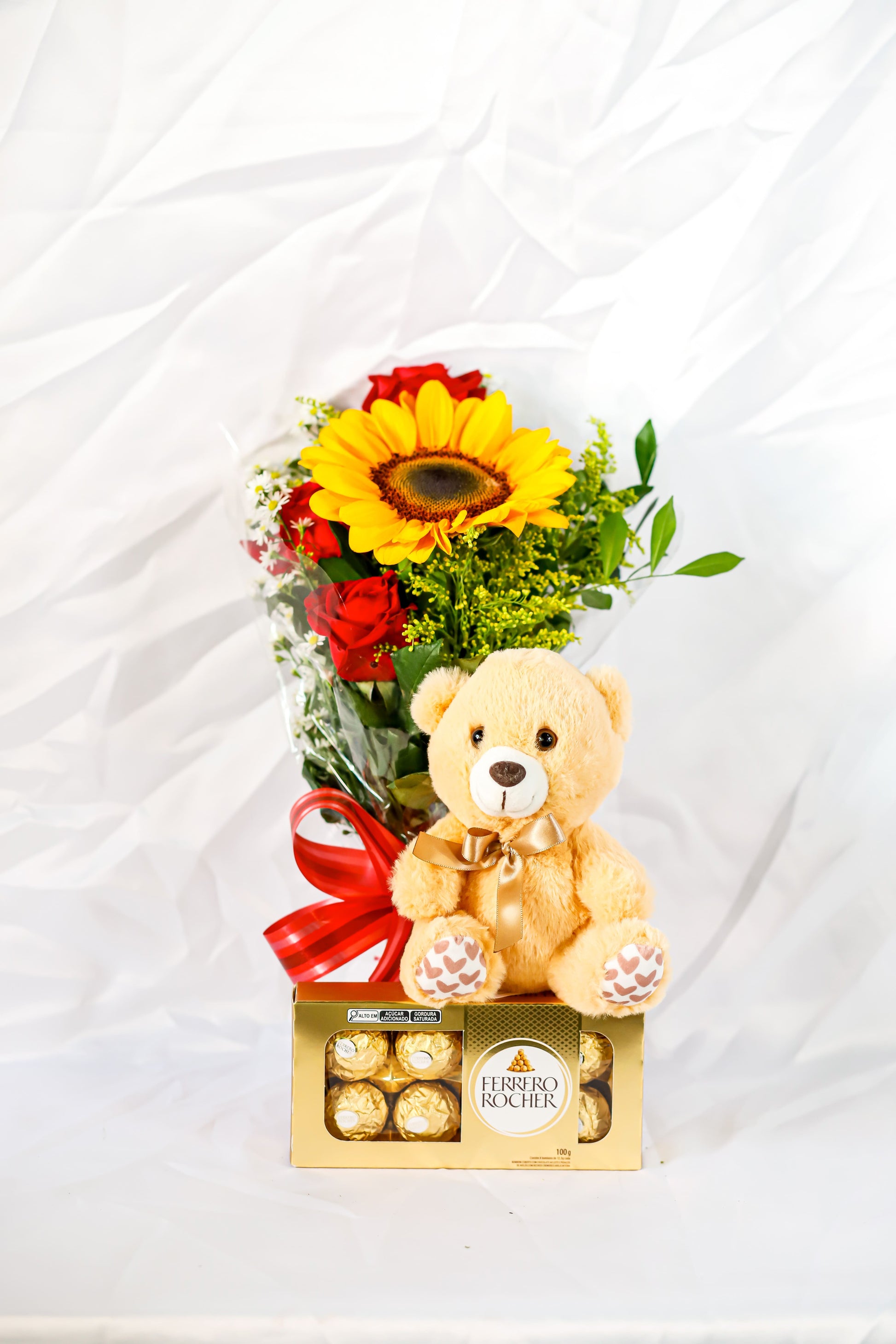 urso, girassol, chocolate